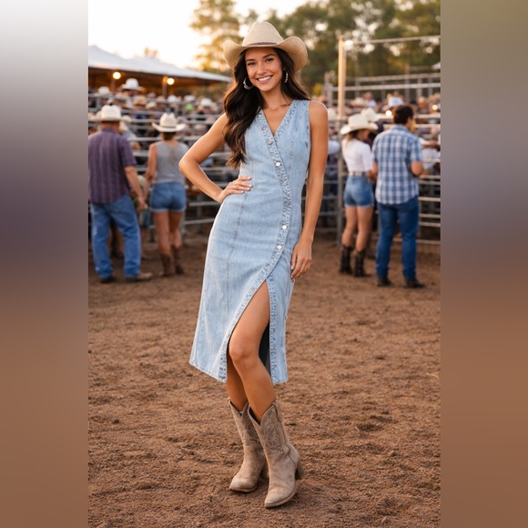 Lulus Dresses & Skirts - 🆕 Lulus Sweetest Inspiration Light Wash Denim Button-Front Midi Dress Size S